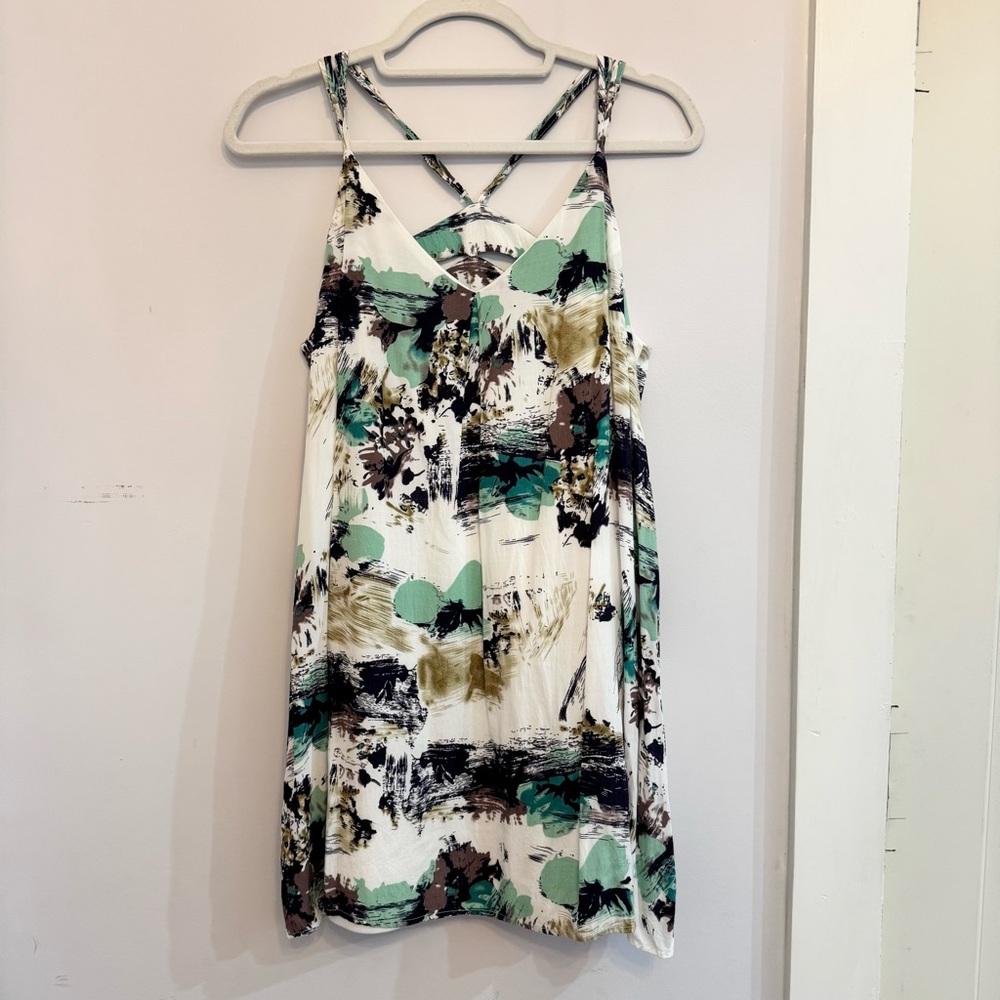 Entro Green and Brown Spaghetti Strap Dress